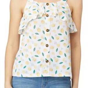 Wallflower Ruffle Lemon White Tank Top Size Medium